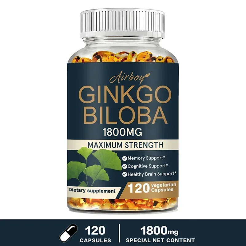 Ginkgo Biloba Capsules – Herbal Antioxidant Supplement, Memory & Cognitive Wellness