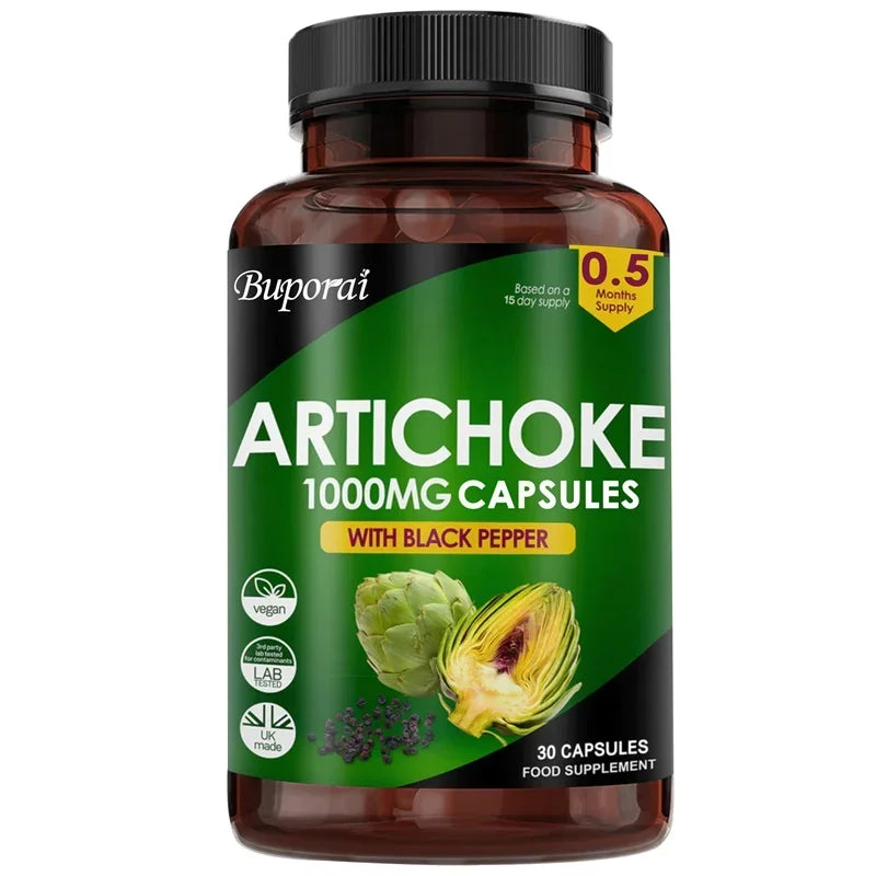 PSLALAE Artichoke 1000mg Capsules for Liver Health, Digestive Support & Antioxidant Wellness | Vegan Supplement | 30/60/120 Capsules