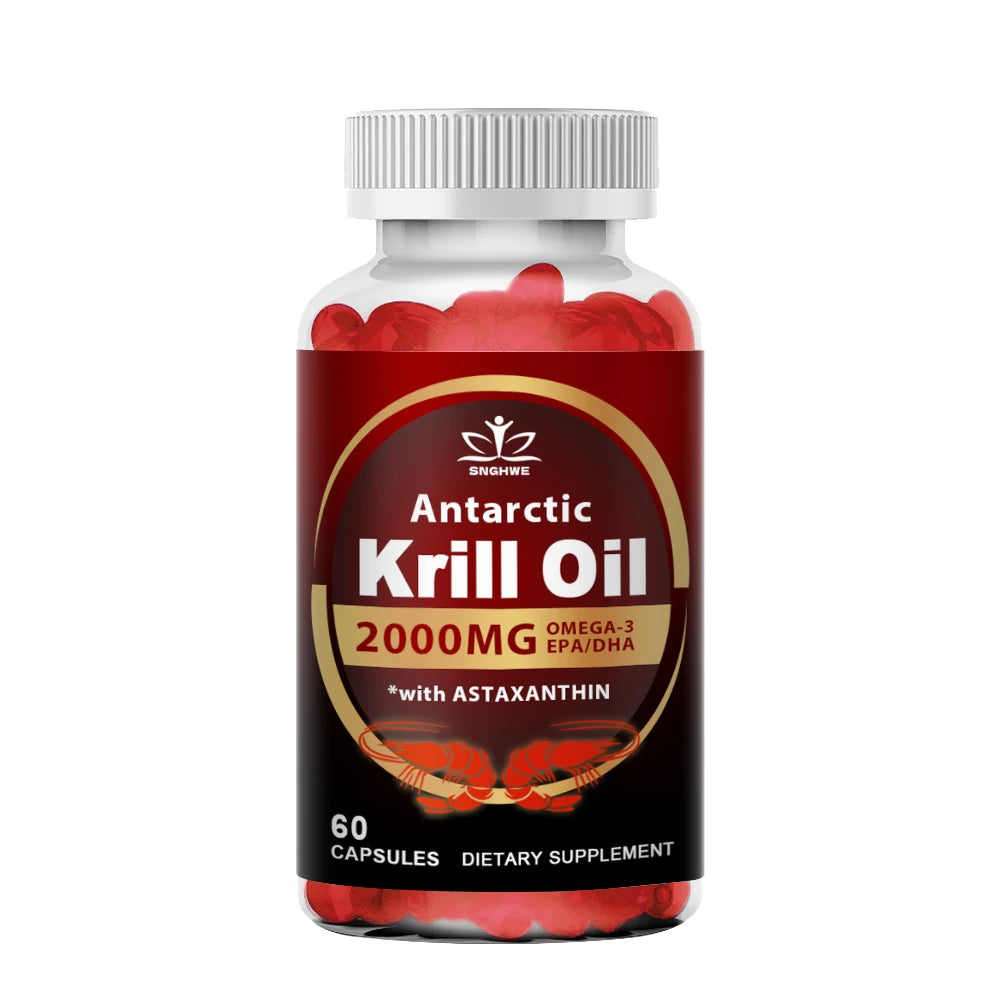 SNGHWE Krill Oil 2000mg Omega-3 Capsules – EPA, DHA & Astaxanthin for Heart, Brain & Joint Support
