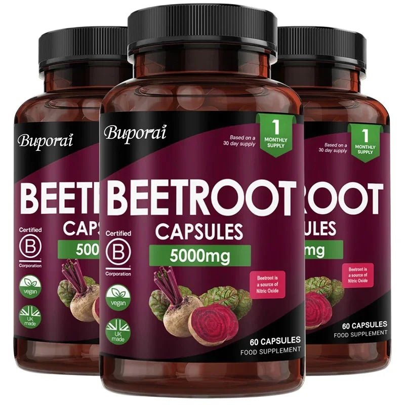 PSLALAE Beetroot 5000mg Capsules – Nitric Oxide, Circulation, Heart Health & Energy Support Supplement