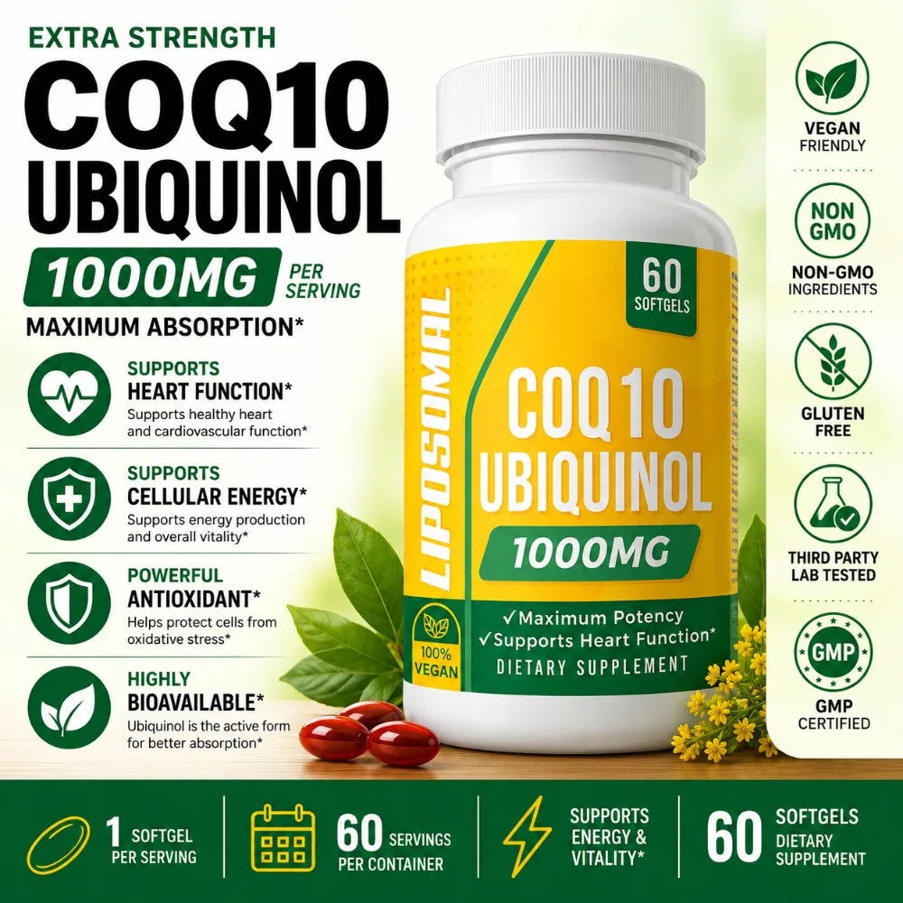 CoQ10 Ubiquinol Softgels – Coenzyme Q10 Supplement, 60 Count