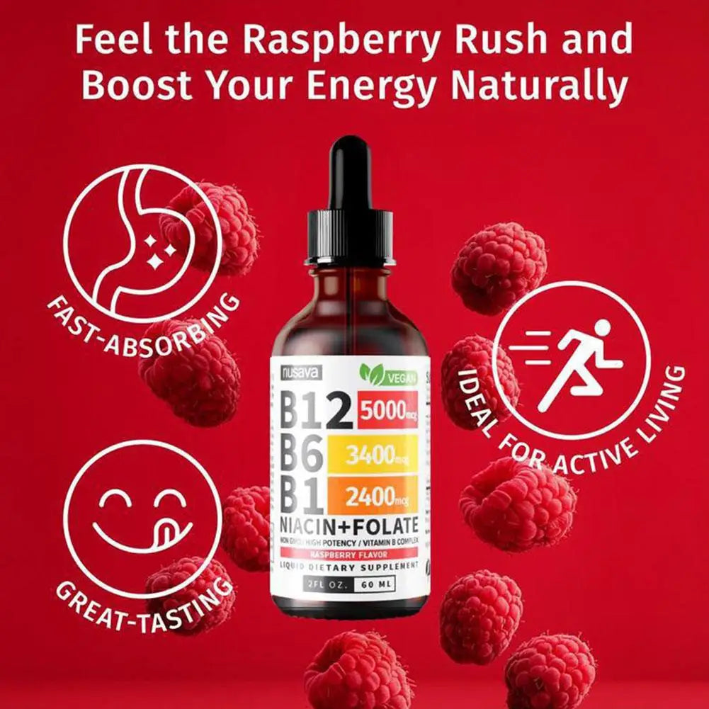 BIYODE Vitamin B12 B6 & B1 Liquid Drops – Triple Absorption Energy & Nervous System Support