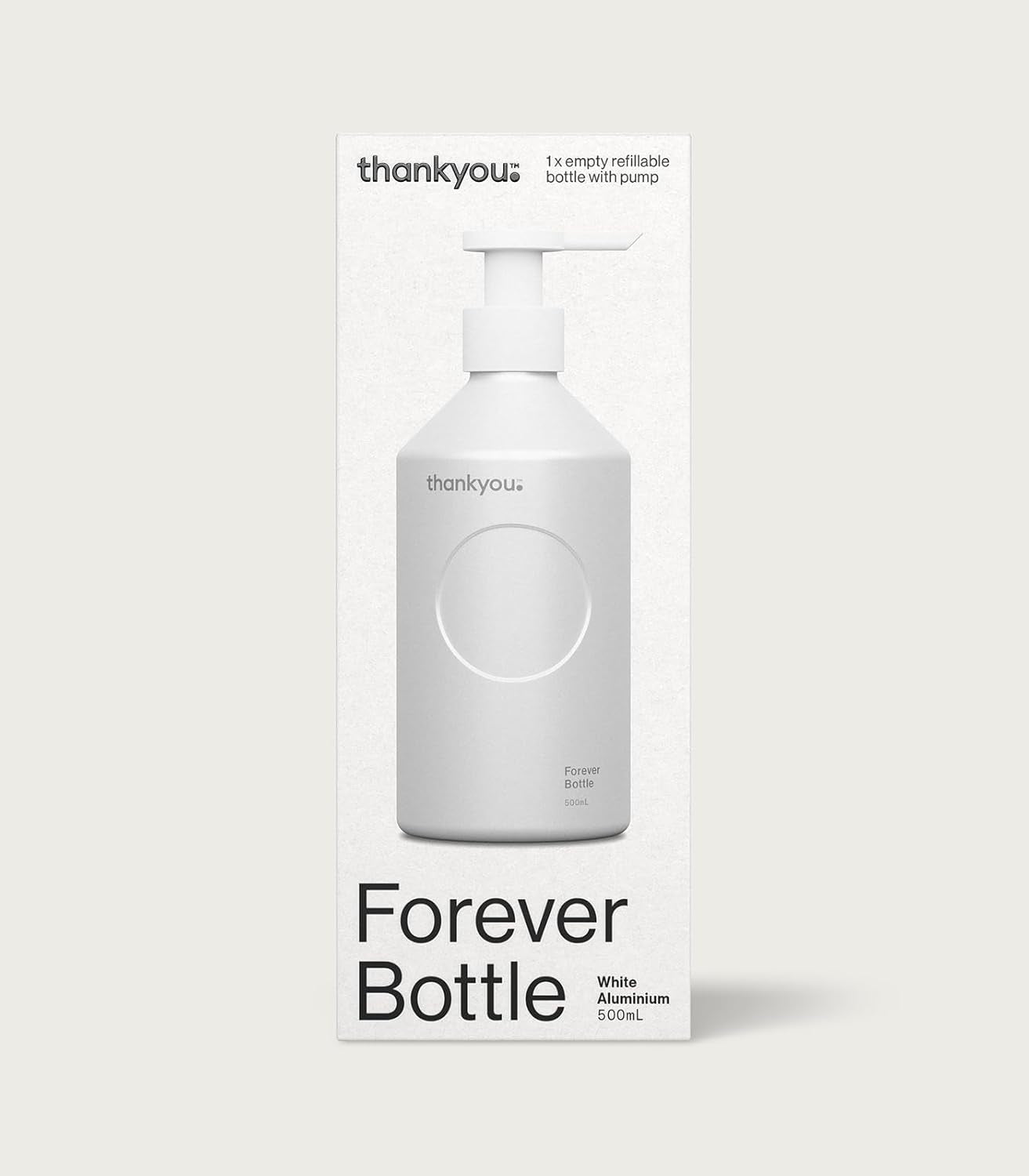 Forever Pump Bottle, 500 Ml Capacity, White Aluminium