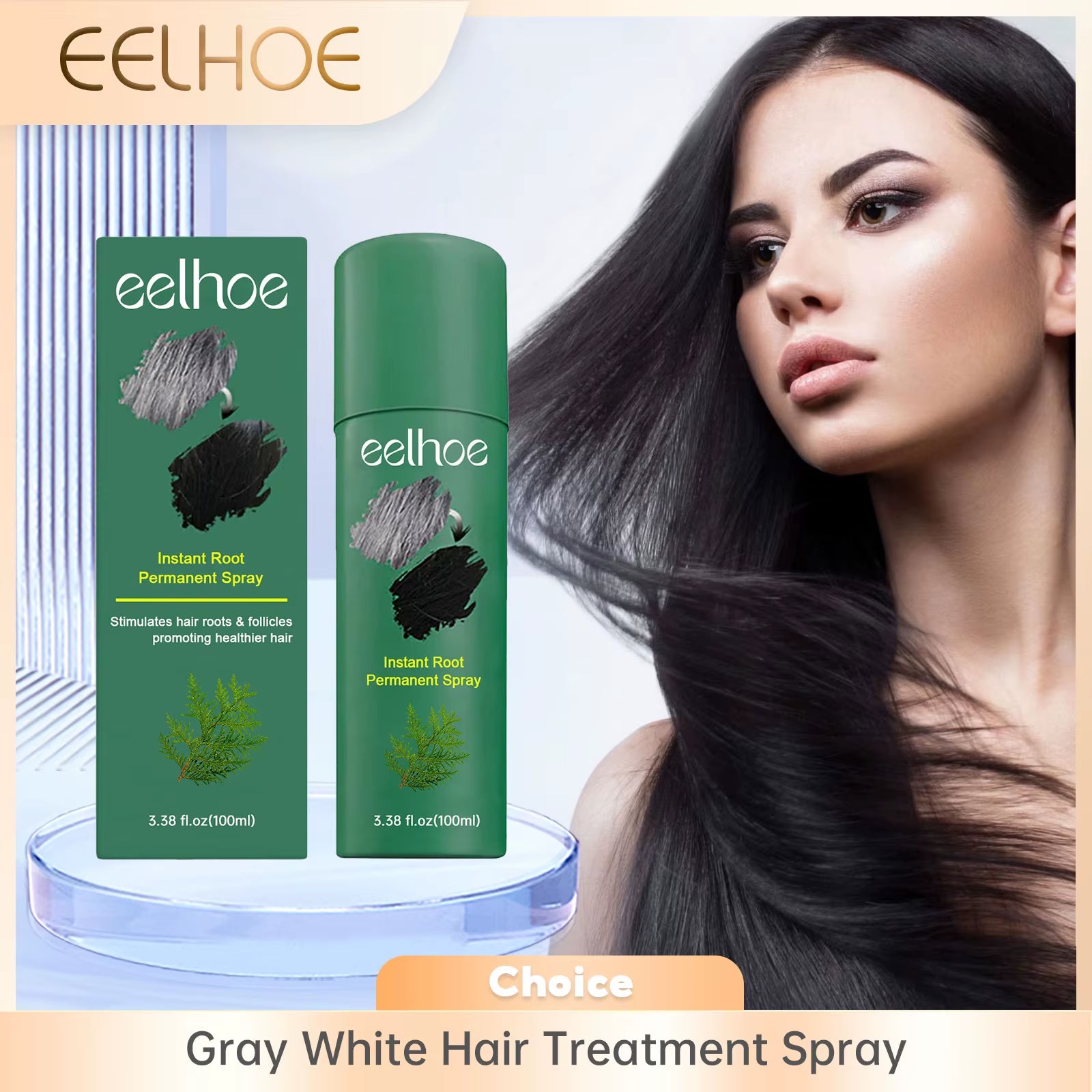 Gray White Hair Treatment Spray White to Black Natural Blackening Reduce Gray Hair Scalp Nourishing Repair Hair Darkening Spray