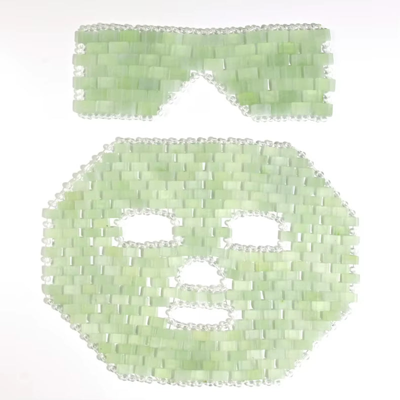 Natural Jade Eye Face Mask Massager Cooling Sleep Eye Facial Mask Relax Sleep Massager Cold Therapy Mask SPA Beauty Tool
