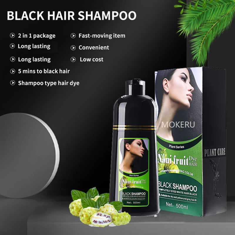 5 Minutes Black Hair Dye Shampoo Natural Organic Long Lasting Permanent Gray Hair Color Shampoo for Women Hair Cosmetics