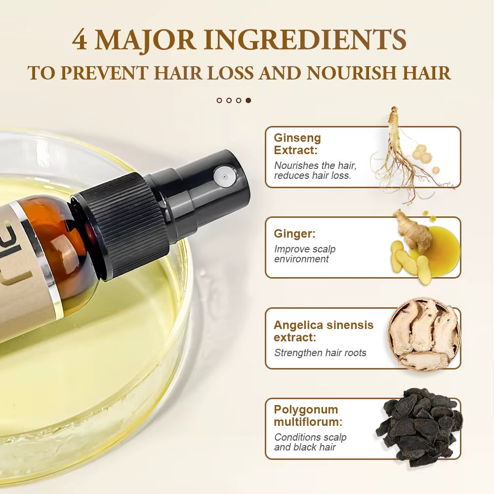 Hair Growth Spray Hair Loss Treatment Oil for Men Women Ginger Fast Hair Regrowth Thinning Hair Care Products