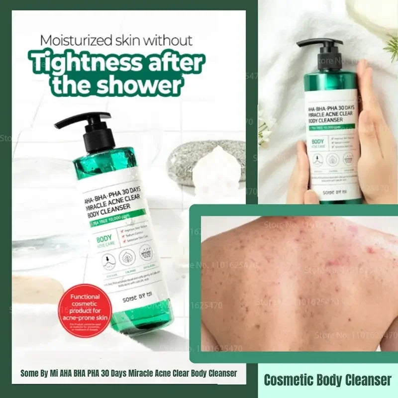 AHA BHA PHA 30 Days Miracle Acne Clear Body Cleanser Skin Soothing Exfoliating Effect Acne Pore Care Purifying Korean Skin Care
