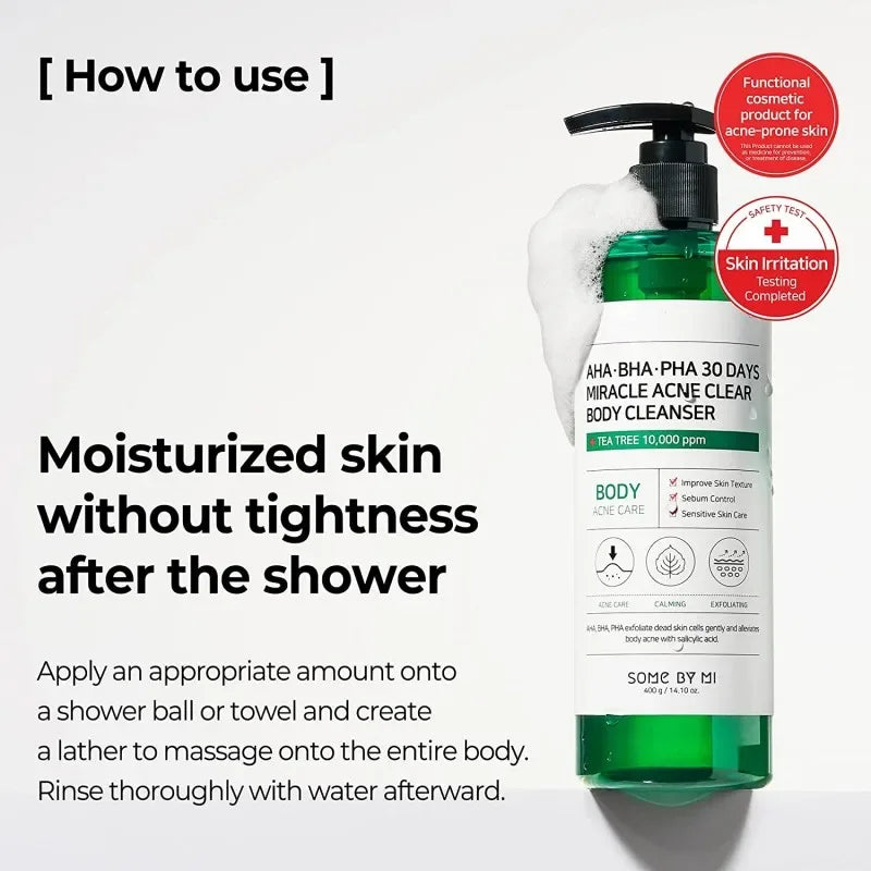 AHA BHA PHA 30 Days Miracle Acne Clear Body Cleanser Skin Soothing Exfoliating Effect Acne Pore Care Purifying Korean Skin Care