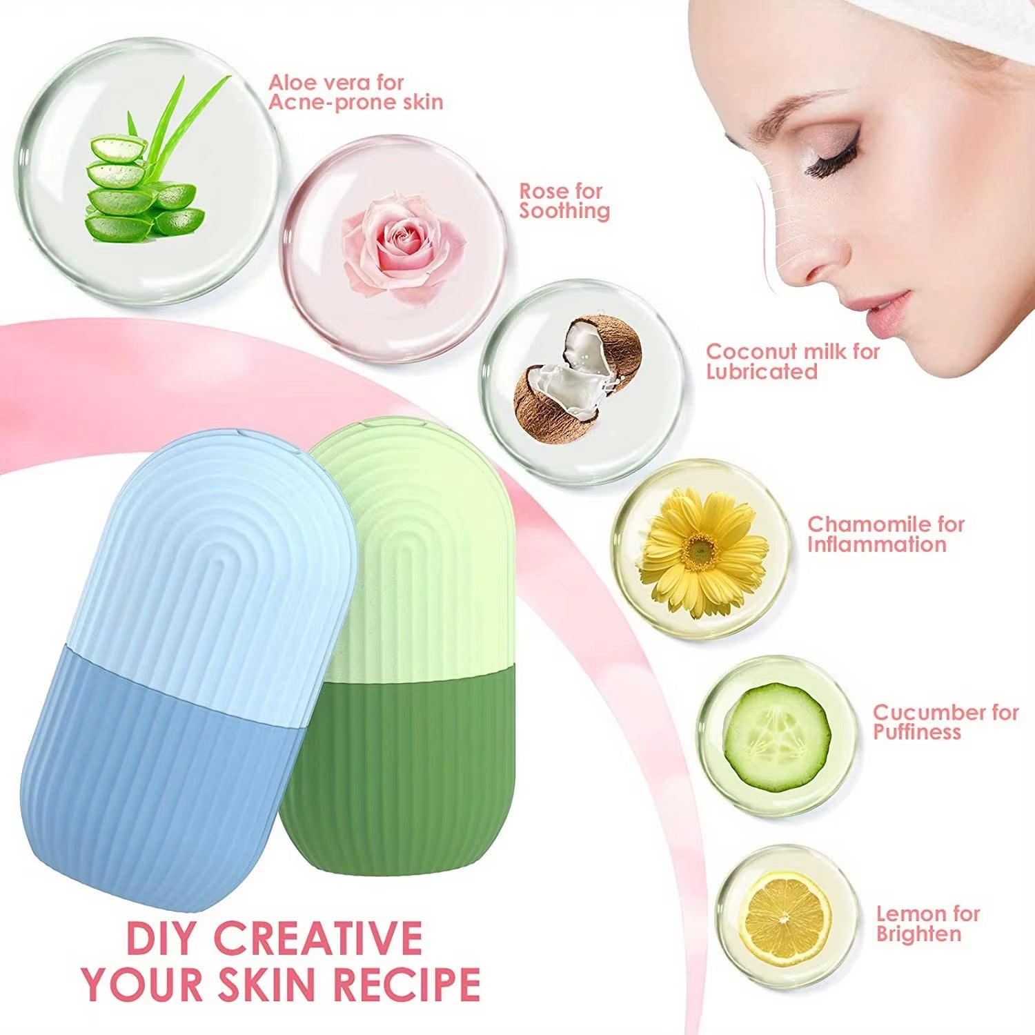 Reusable Ice Face Roller — De-Puffing, Soothing & Glow Boost — cooling ice face roller for de-puffing, soothing & glow boost | Skin Care Rollers | Beauty & Health,Massage & Relaxation,Massage Tools & Accessories | Dolcie Care