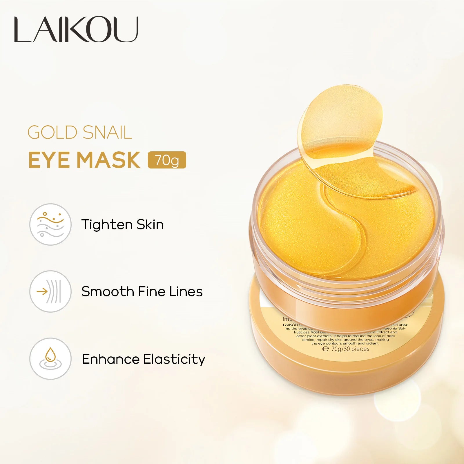 LAIKOU Sakura or Gold Snail Eye Mask — Brightening & Hydrating Hydrogel Patches (50pcs / 70g) — brightening & hydrating hydrogel eye mask patches for dark circles, puffiness & firming | Skin Care Masks & Peels | Beauty & Health,Eyes Care,Skin Care | Dolci