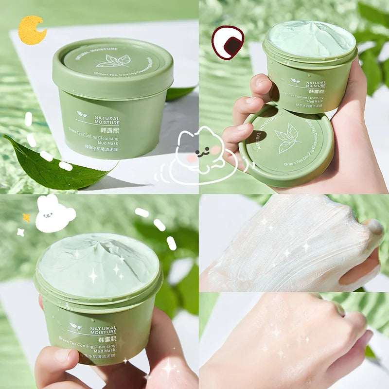 Green Tea Ice Mud Mask — Cleansing, Oil Control &amp; Hydrating 120g — cooling green tea mud mask for deep cleansing, oil control & hydration | Skin Care Masks & Peels | Beauty & Health,Face Care,Skin Care | Dolcie Care