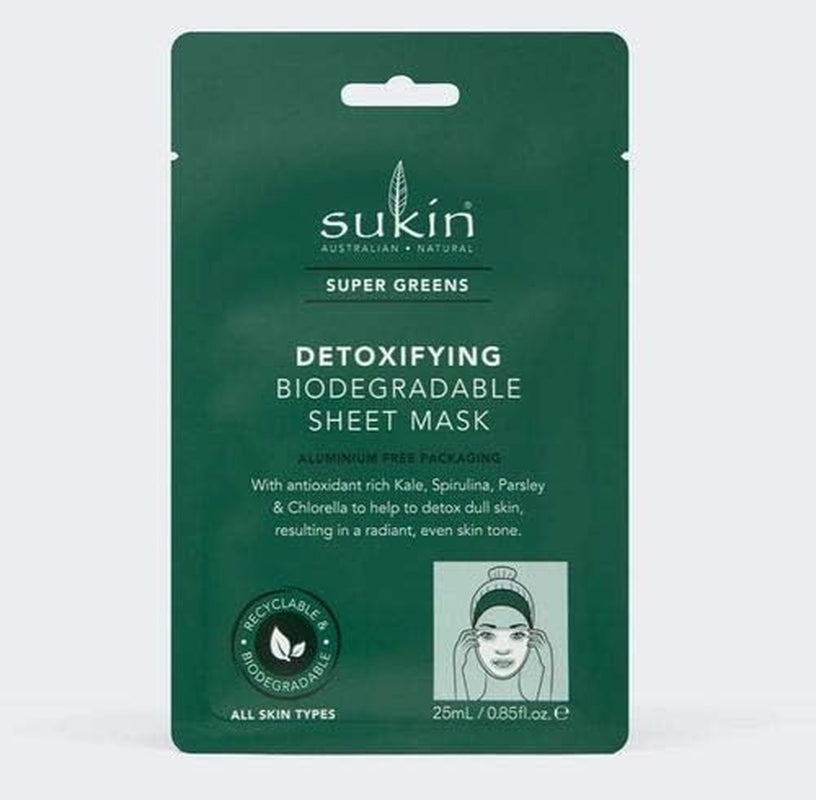 3 Pack of Super Greens Detoxifying Biodegradable Sheet Mask 25Ml