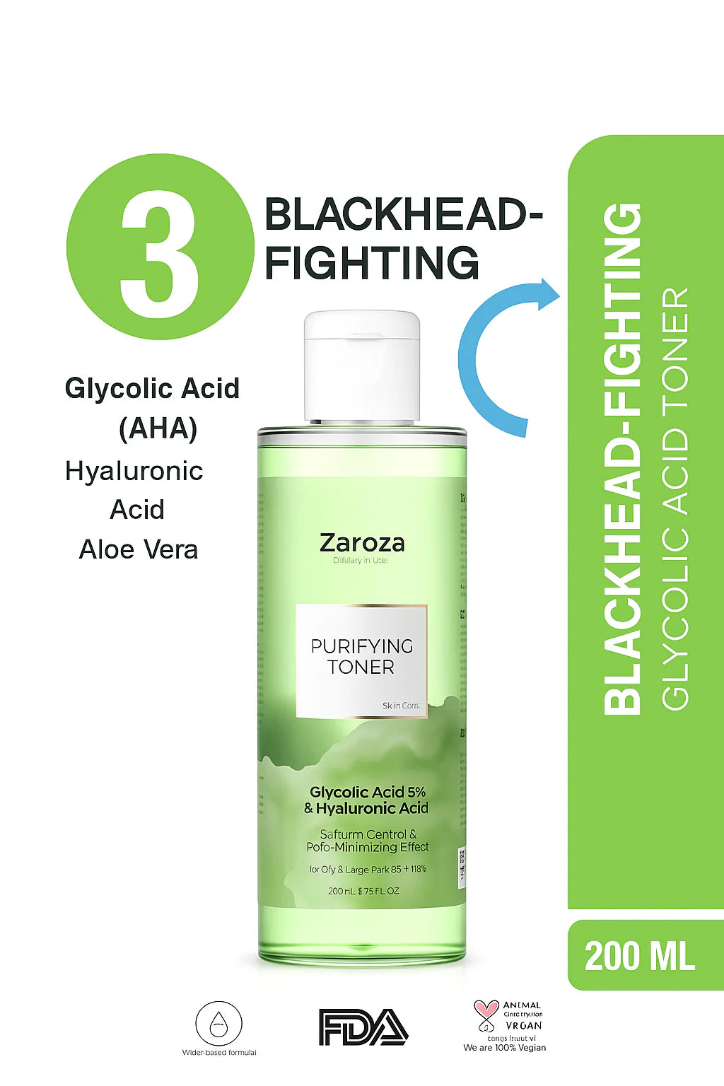 Green Tonic Purifying Pore Tightening Glycolic Acid Toner Purifying Toner 200 Ml