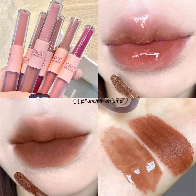 MAXFINE Double-Ended Lip Glaze — Glossy & Velvet Matte, Long-Wear, Non-Sticky — double-ended lip glaze with glossy & velvet matte finish, long-wear & non-sticky | Lip Gloss | Beauty & Health,Lips,Makeup | Dolcie Care