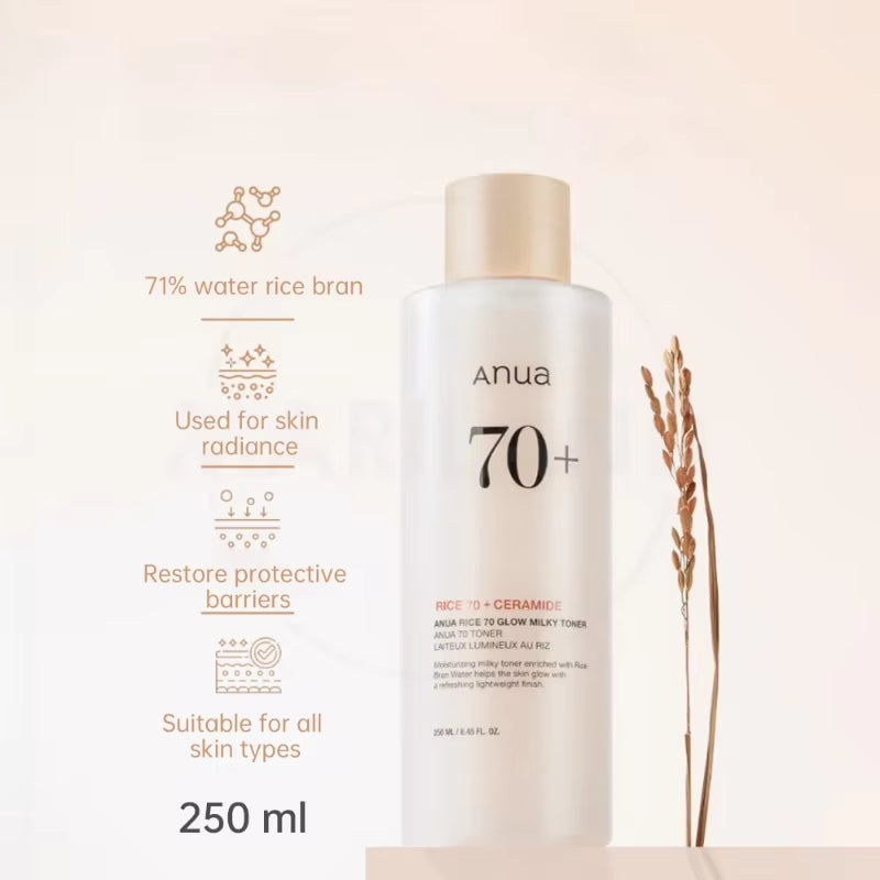 Anua Rice 70 Glowing Milky Toner — Brightening, Hydrating Milky Toner 250ml — rice-extract milky toner for brightening, hydrating & soothing | Toners | Beauty & Health,Face Care,Skin Care | Dolcie Care